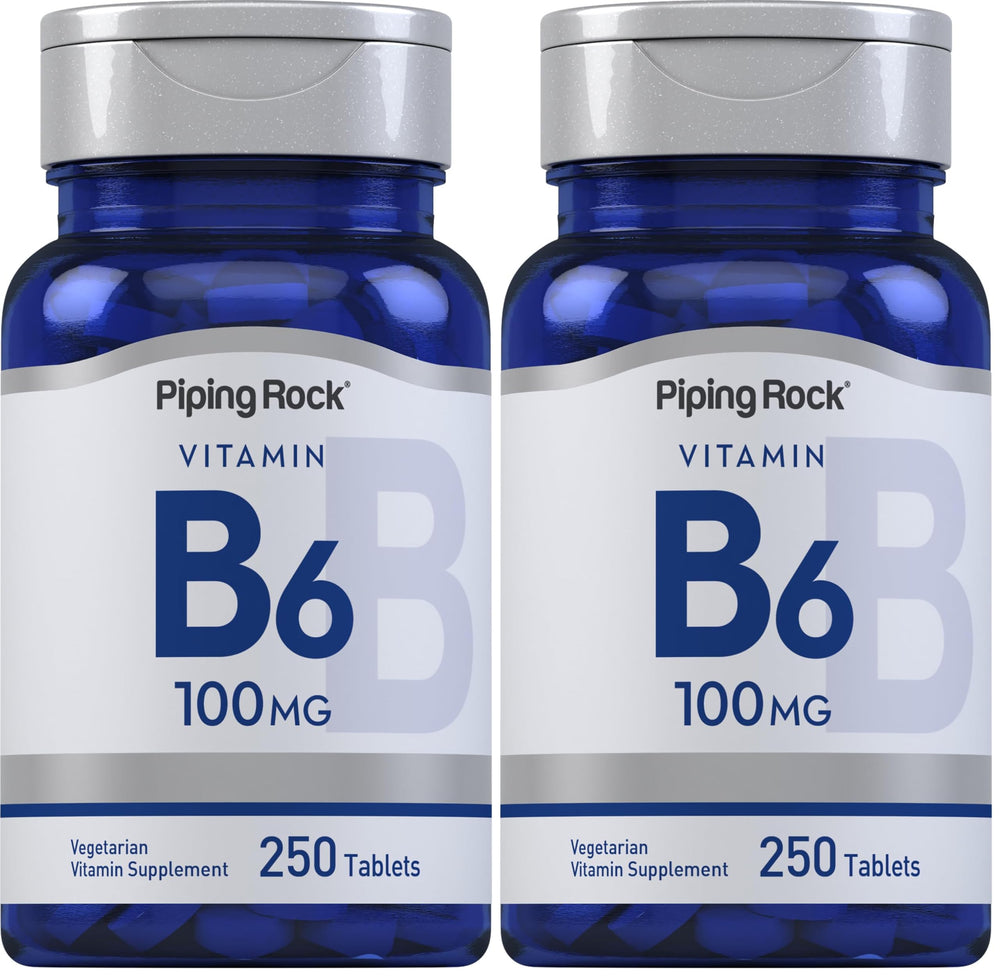 Front view of Piping Rock Vitamin B-6 100mg bottle