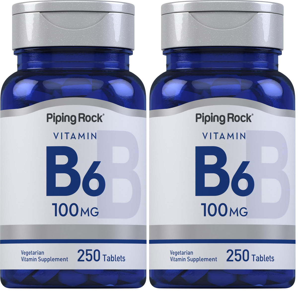 Front view of Piping Rock Vitamin B-6 100mg bottle