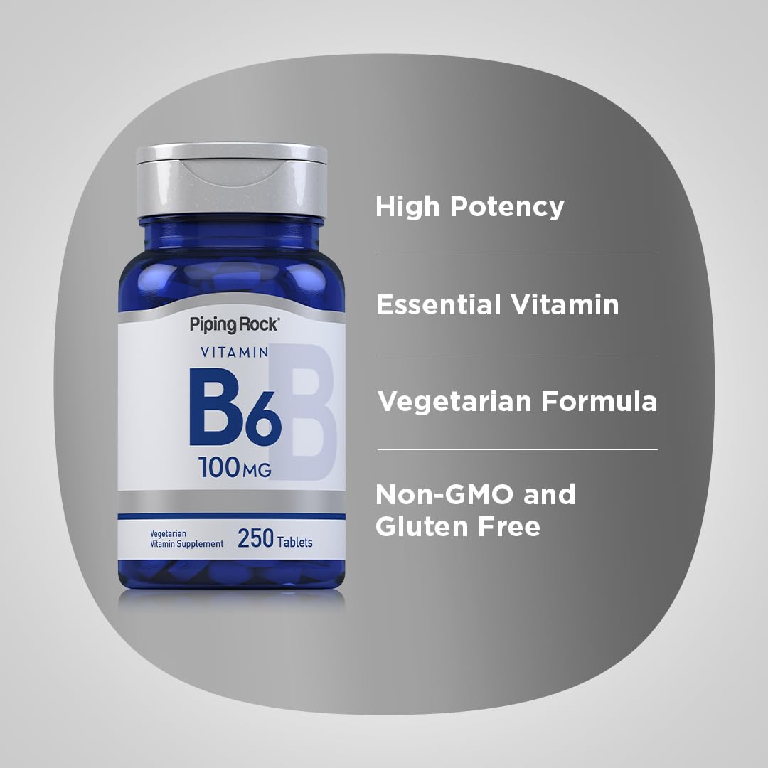 Full packaging of Piping Rock Vitamin B-6 100mg