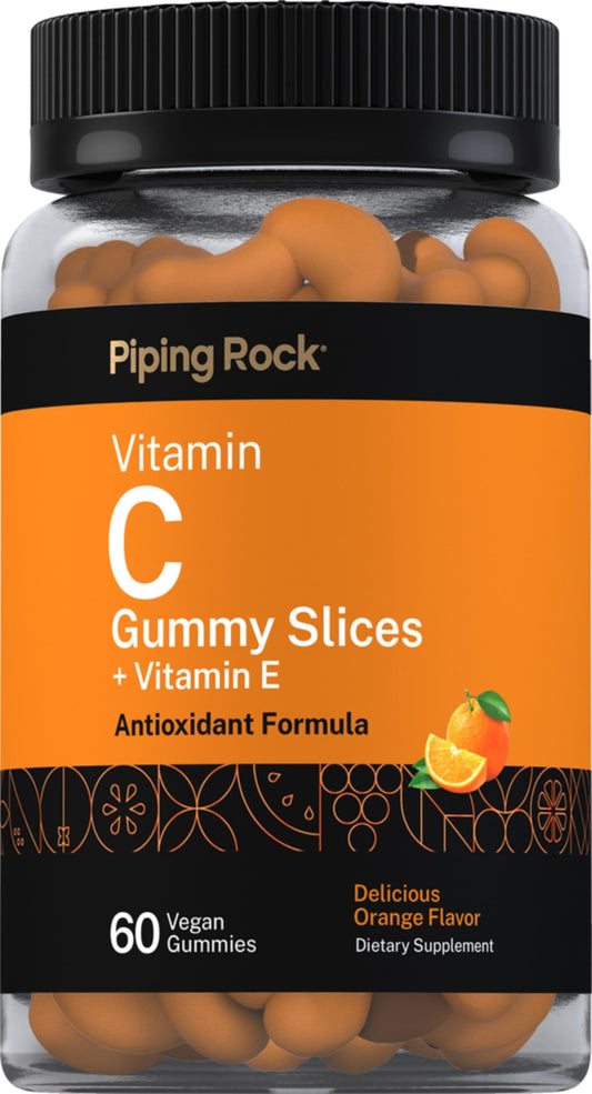 Piping Rock front packaging showing 60-count jar and orange flavor benefit