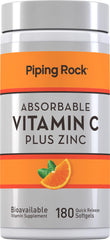 Piping Rock front-label bottle showing product name and 180 softgels, clear benefit of long supply