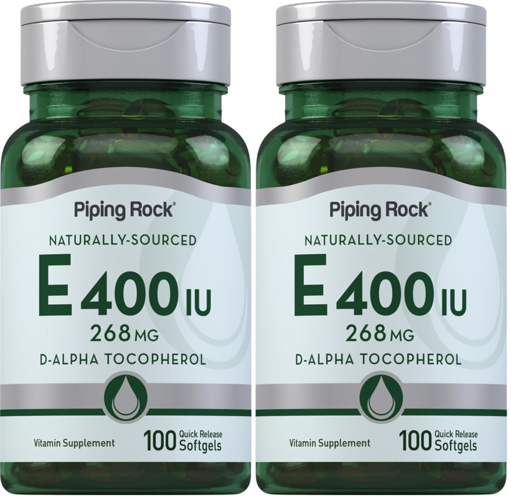 Bottle front view of Piping Rock Vitamin E 400 IU Softgels