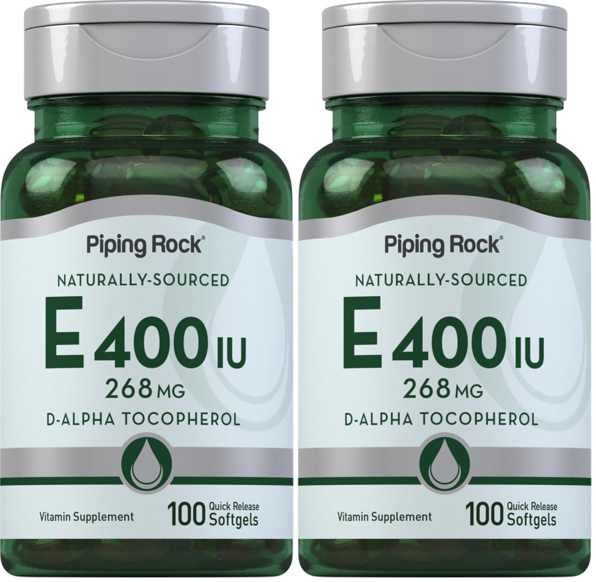Bottle front view of Piping Rock Vitamin E 400 IU Softgels