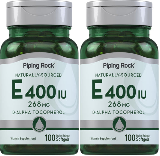 Bottle front view of Piping Rock Vitamin E 400 IU Softgels