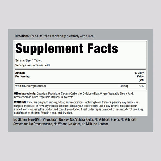 Close-up of easy-to-swallow Vitamin K tablets