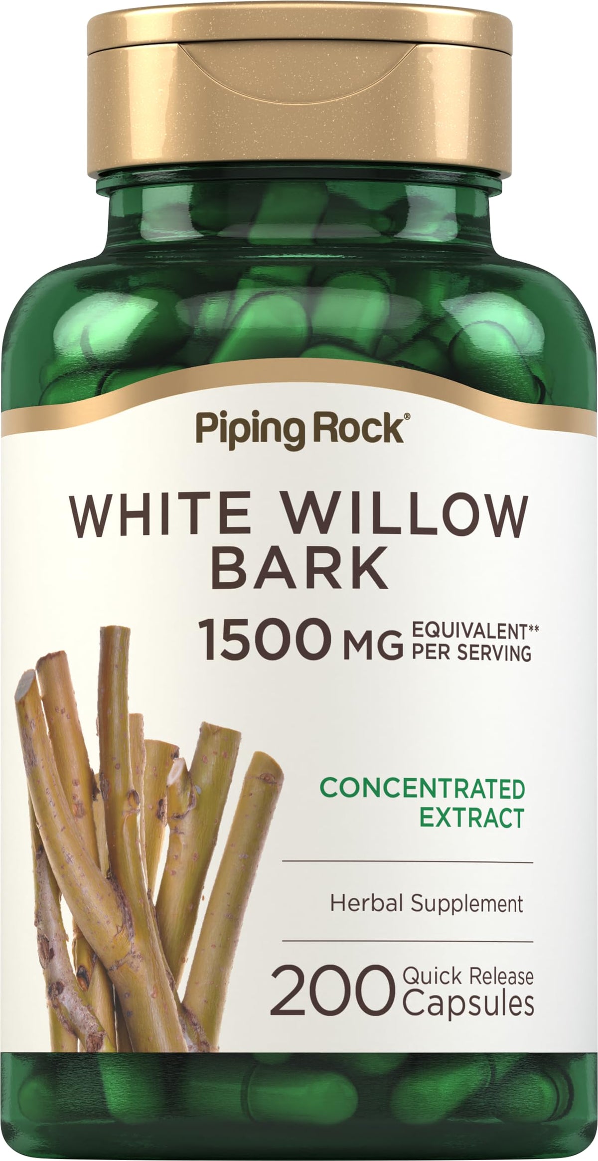 Piping Rock bottle front showing label and 200-count supply benefit