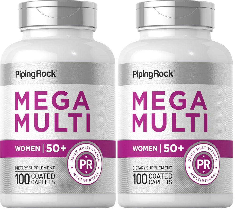 Front view of Piping Rock Women's Multivitamin 50+ packaging