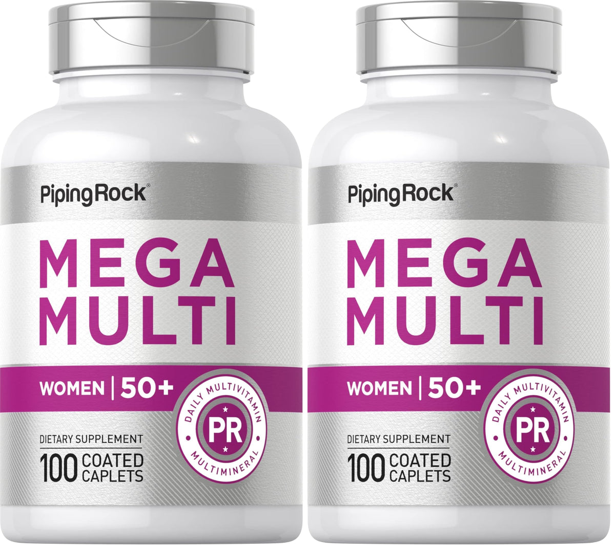 Front view of Piping Rock Women's Multivitamin 50+ packaging