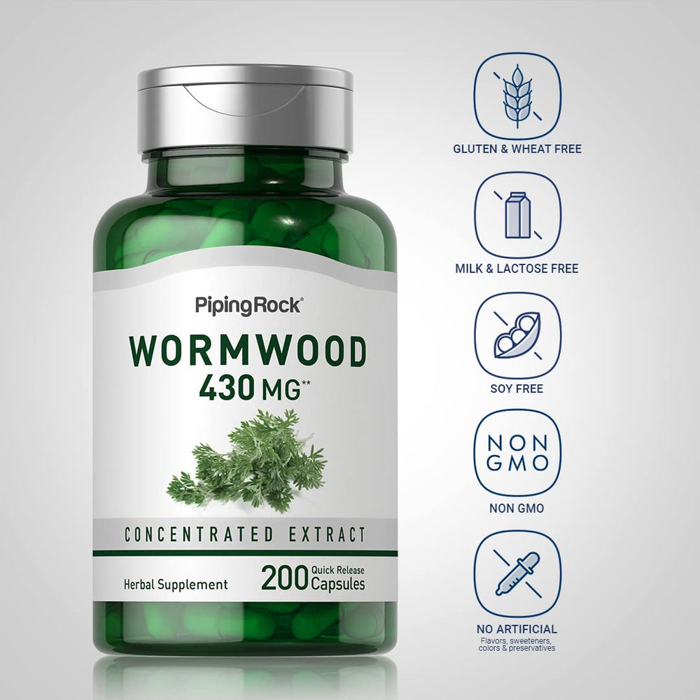 Piping Rock wormwood capsule opened to reveal contained powder and extract concentration