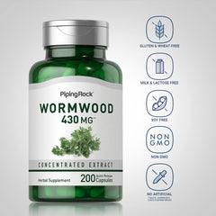 Piping Rock wormwood capsule opened to reveal contained powder and extract concentration