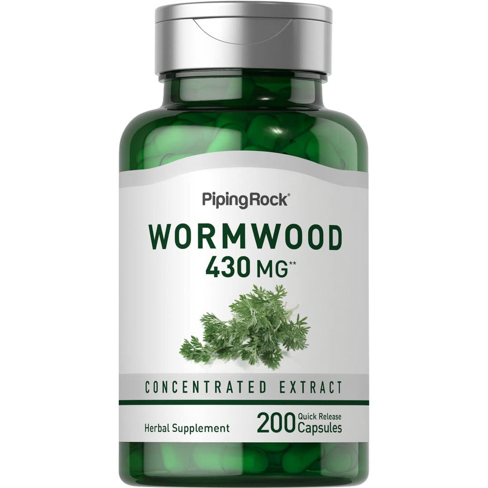 Piping Rock wormwood front label showing product name and count for quick identification