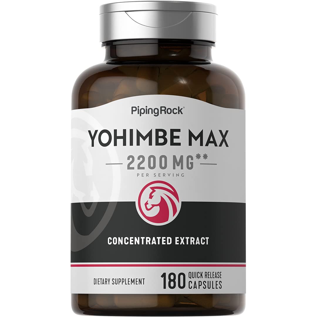 Piping Rock Yohimbe Supplements for Men bottle with 180 capsules