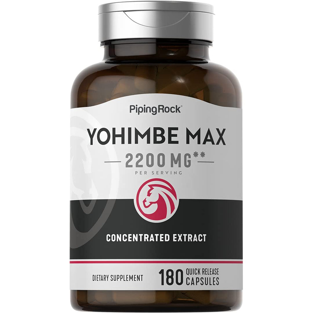 Piping Rock Yohimbe Supplements for Men bottle with 180 capsules