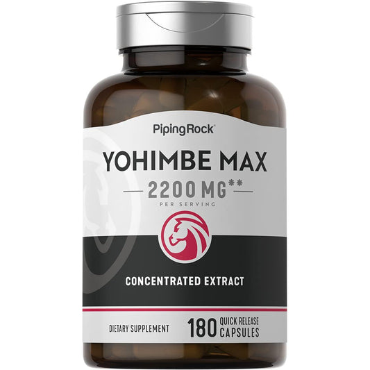 Piping Rock Yohimbe Supplements for Men bottle with 180 capsules