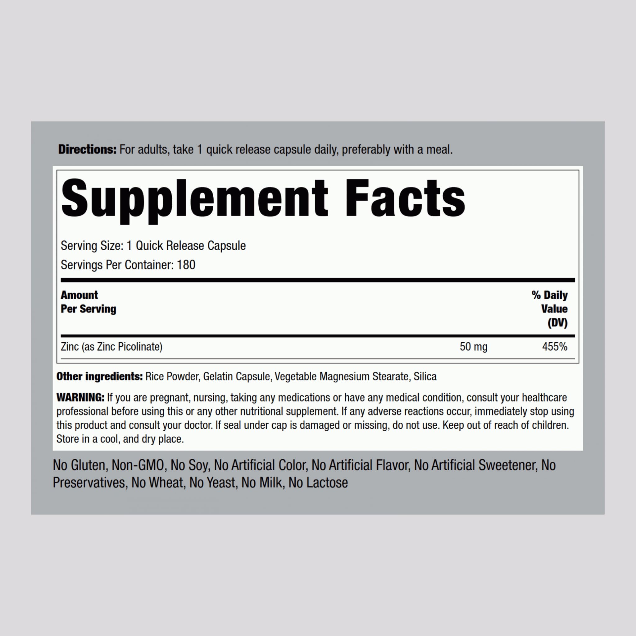 Close-up of zinc picolinate capsules inside the bottle