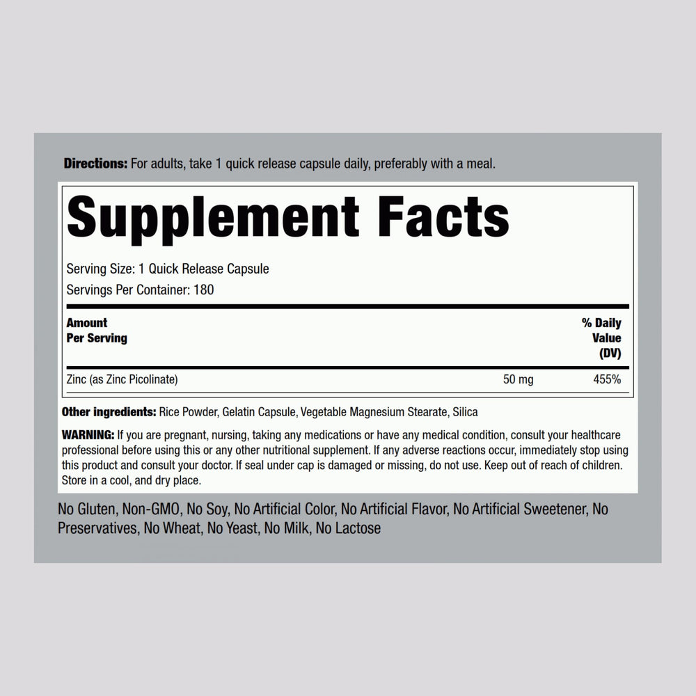 Close-up of zinc picolinate capsules inside the bottle