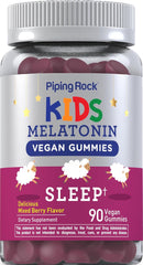 Piping Rock Kids Melatonin Gummy 1mg – Cherry, 90 Gummies | Vegan, Non-GMO, Gluten Free (Pack of 2)