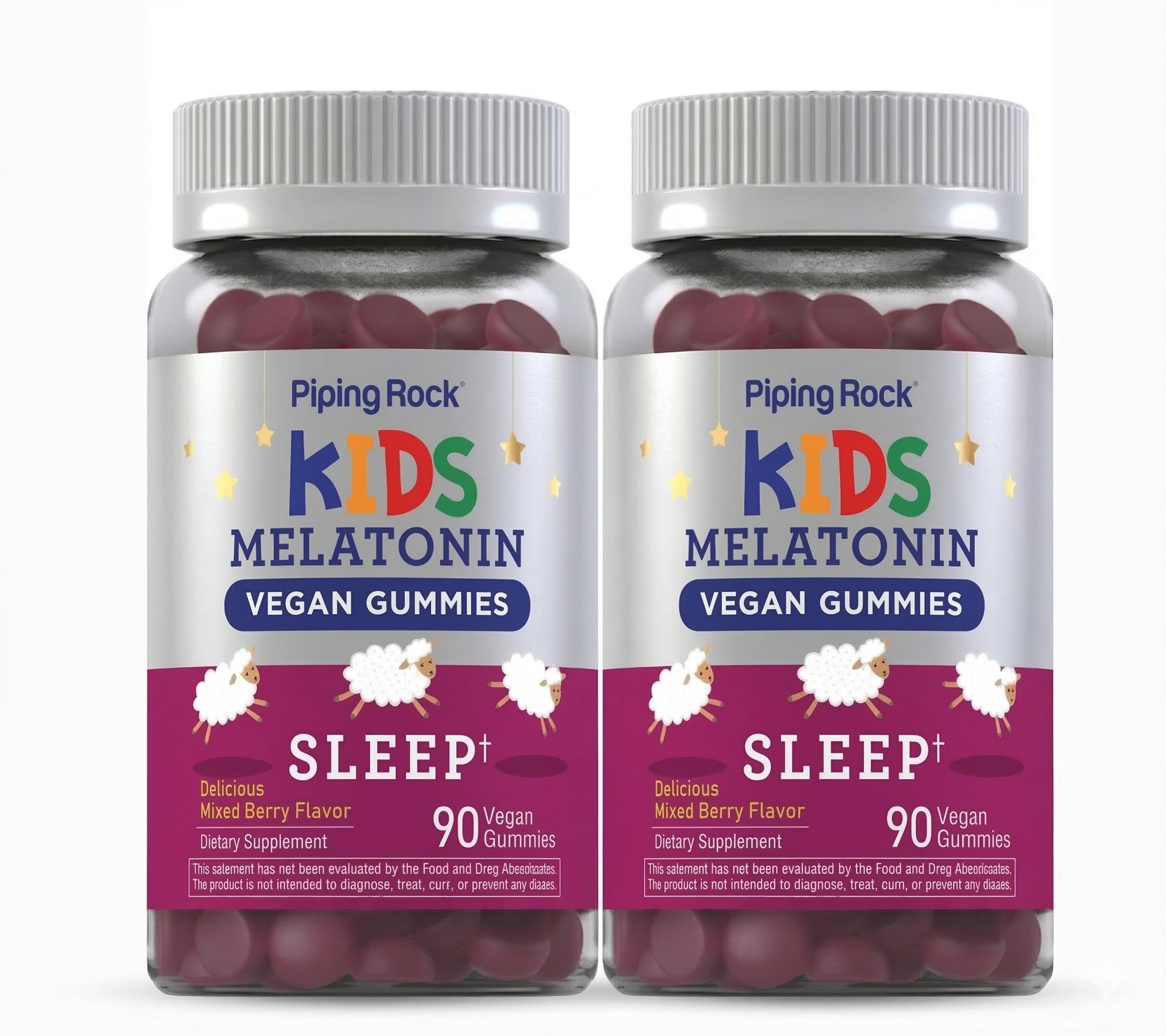 Piping Rock Kids Melatonin Gummy 1mg – Cherry, 90 Gummies | Vegan, Non-GMO, Gluten Free (Pack of 2)