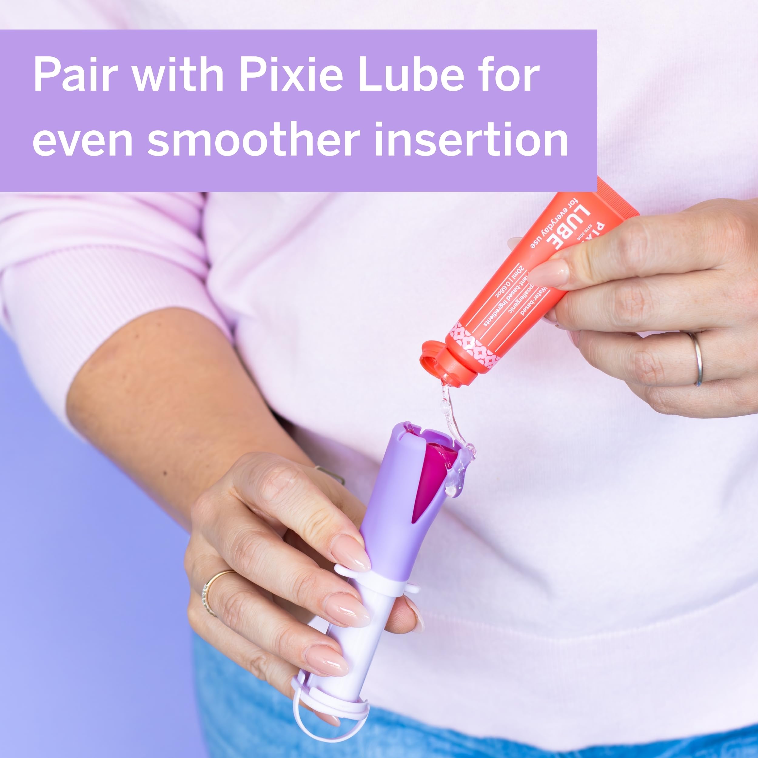 Pixie Cup Applicator self-sanitizer-properties underline hygienic use materials.
