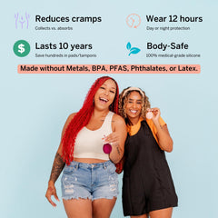 Pixie Cup capacity seven tampons for long wear without frequent changes.
