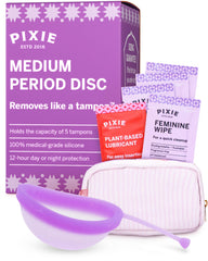 Pixie Cup menstrual disc insertion close-up for all-day comfort