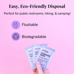 Pixie Cup water-based wipes provide gentle cleansing.