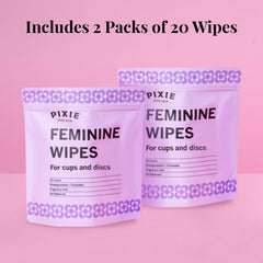 Pixie Cup individually wrapped wipes for hygienic, discreet use.