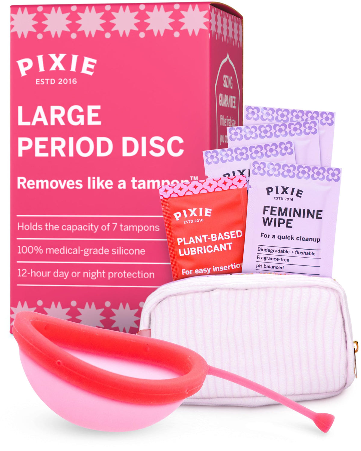 Pixie Cup overview showcasing medical-grade silicone for comfortable period management.