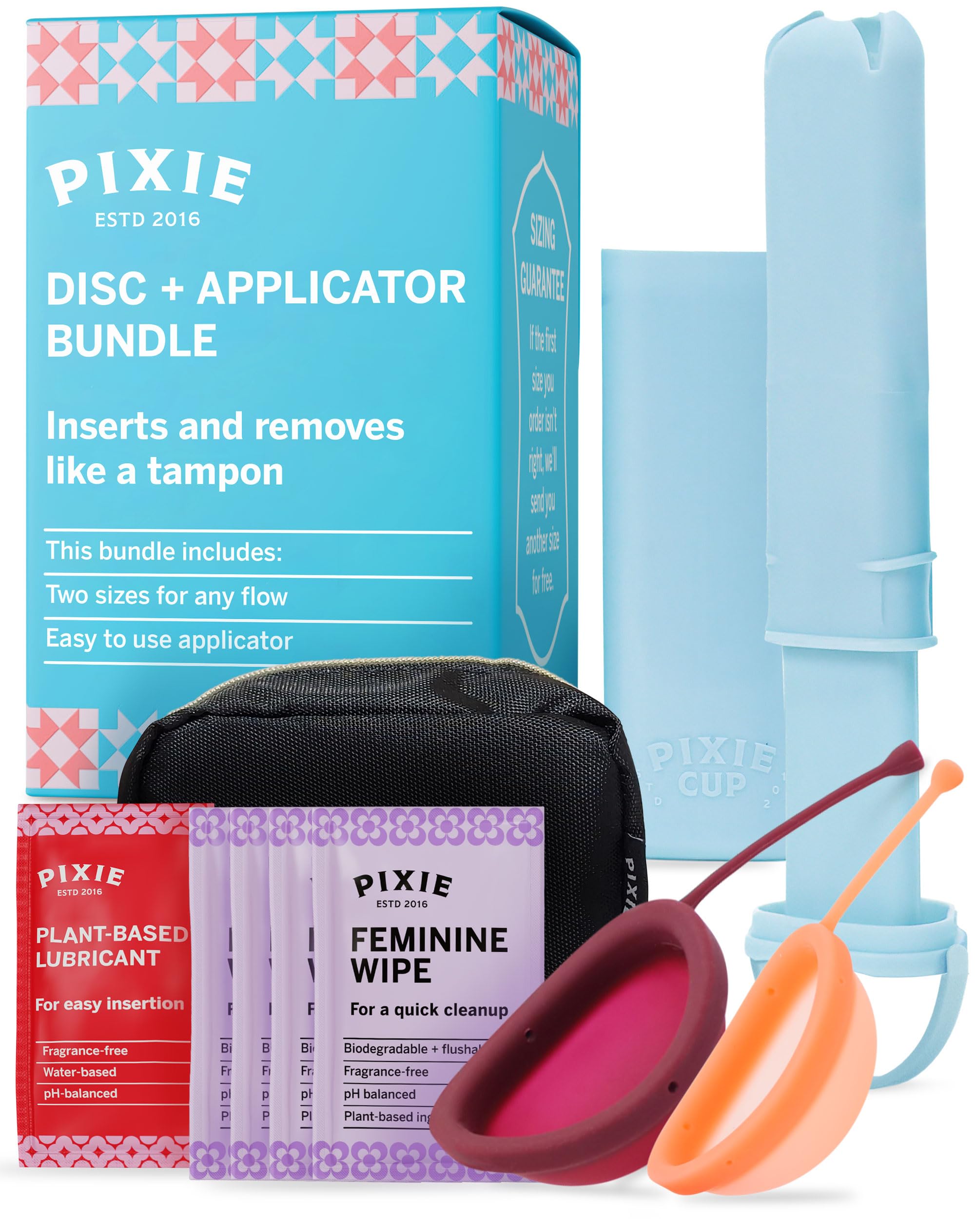 Pixie Cup Pixie-2-Disc-and-Applicator-Bundle image shows a starter-friendly kit with two sizes.