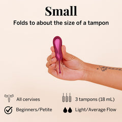 Pixie Cup period disc self-emptying design reduces removals.