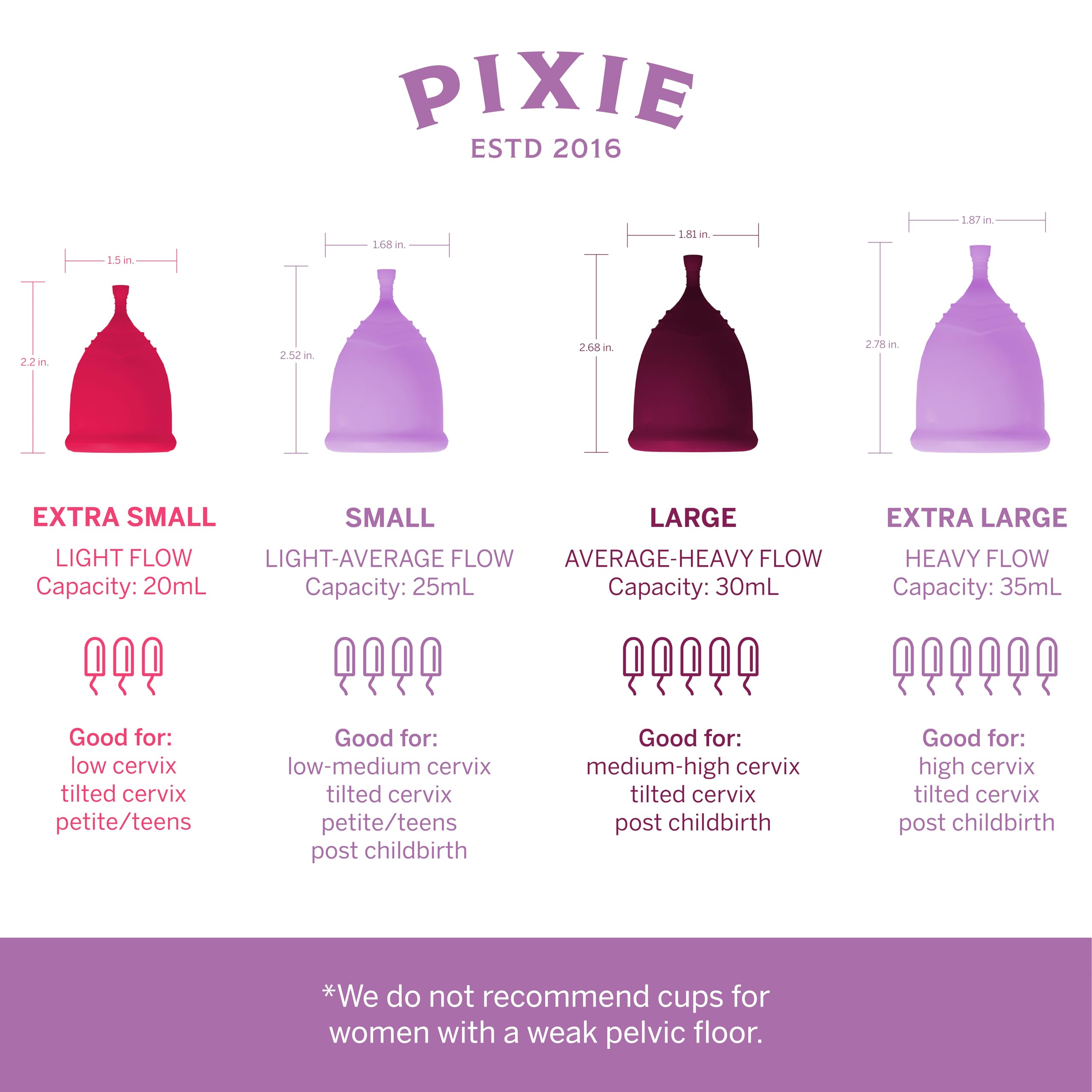 Pixie Cup Plum Large reusable icon conveys long-term savings and landfill reduction.