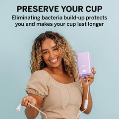 Pixie Cup sterilizer discreet design preserves privacy in shared spaces.