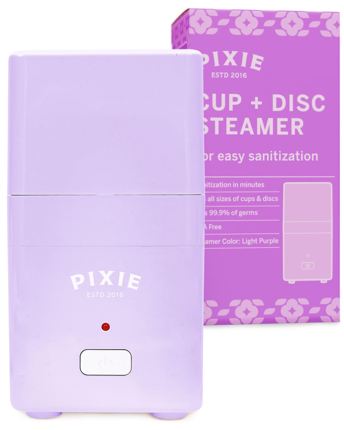 Pixie Cup sterilizer top view showcases compact, chemical-free hygiene for cups.