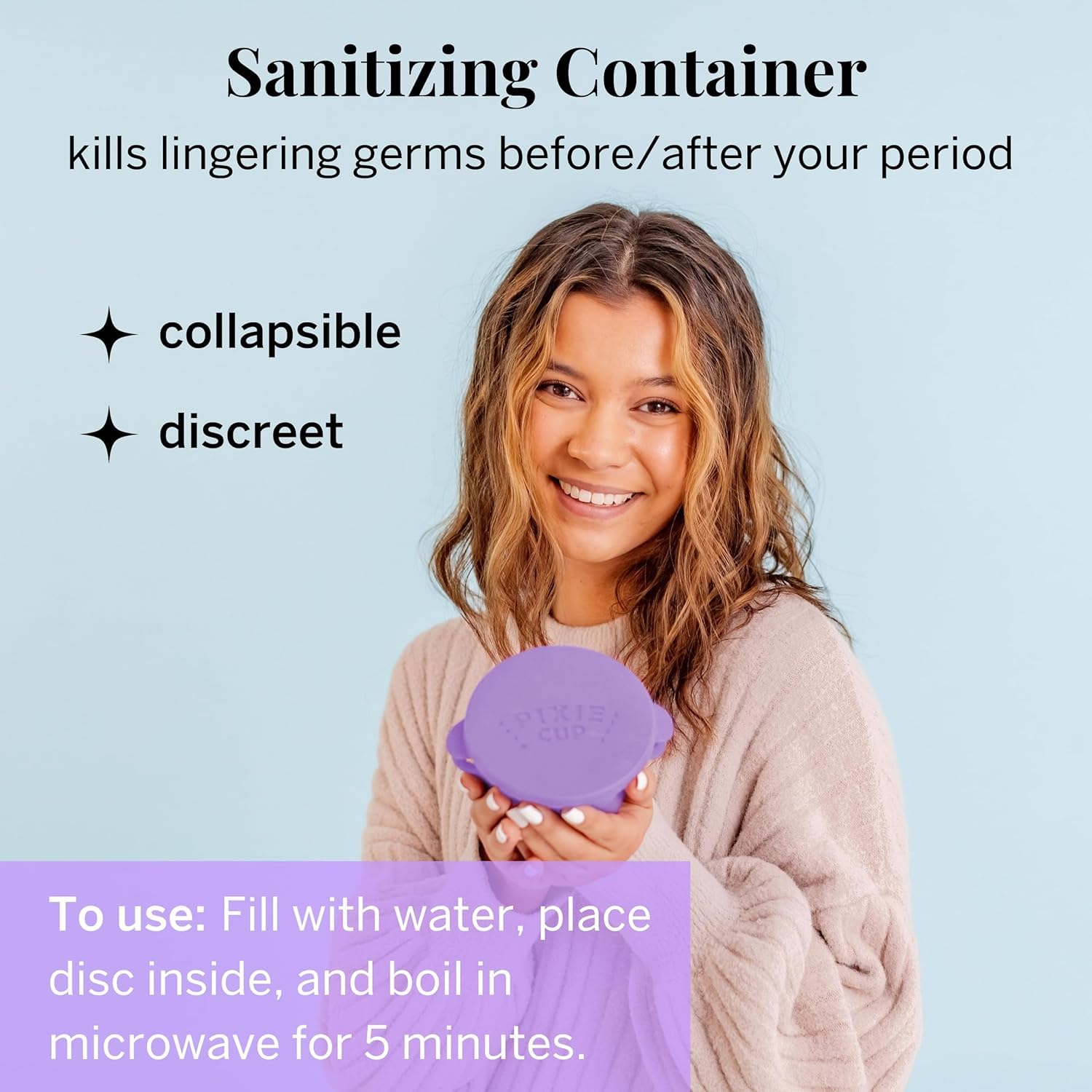 Pixie Sterilizing Carry Cup shown for on-the-go sanitation