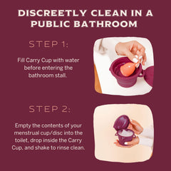 Pixie Cup sterilizing container pocket size shown in a bag for easy carry