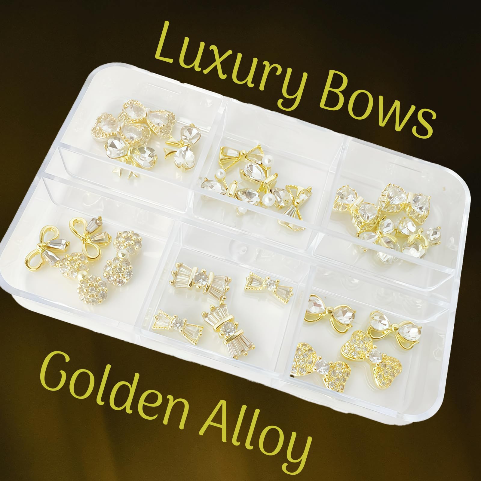 Pizadix 3D gold bow with zircon sparkles for eye-catching weddings and events.