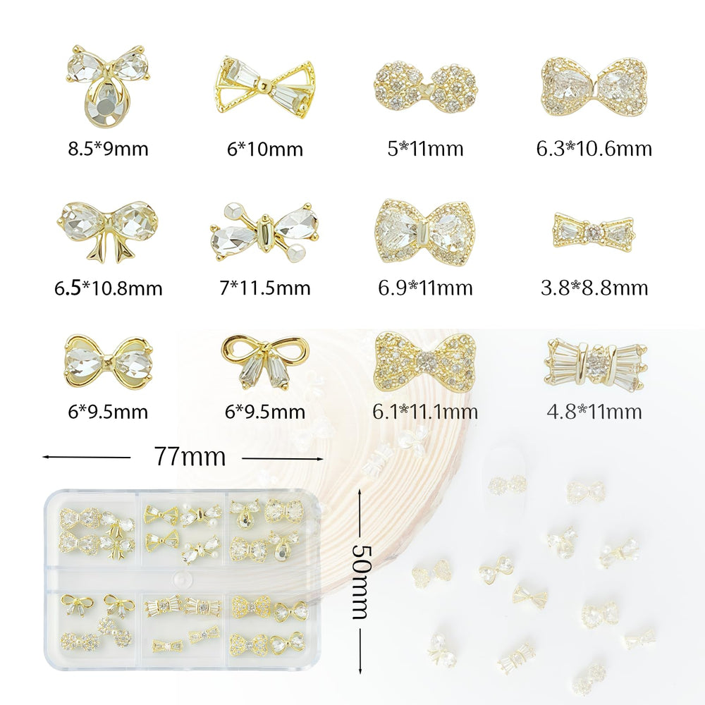 Pizadix dainty bow nail art embellishment enhances any manicure style.