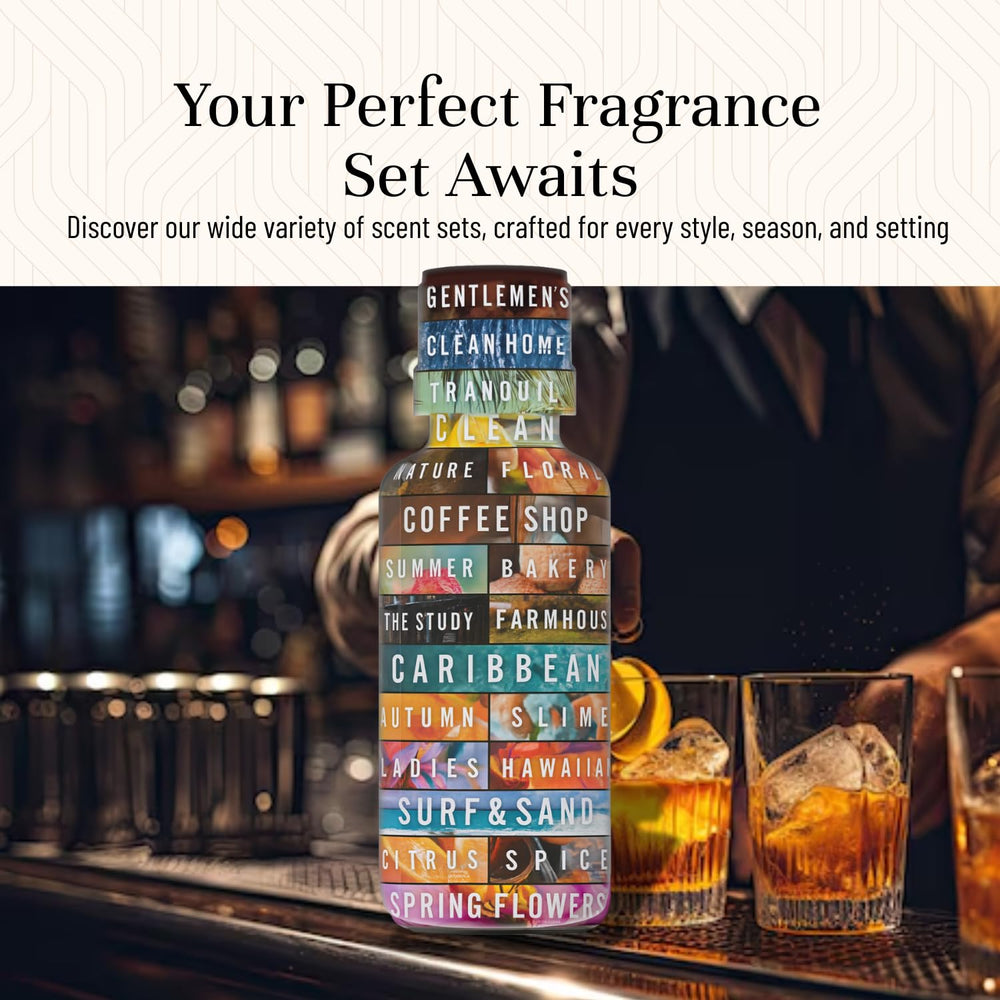 Illustrations showing uses for candles, diffusers, soaps, and DIY crafts with P&J Trading oils