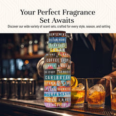 Illustrations showing uses for candles, diffusers, soaps, and DIY crafts with P&J Trading oils