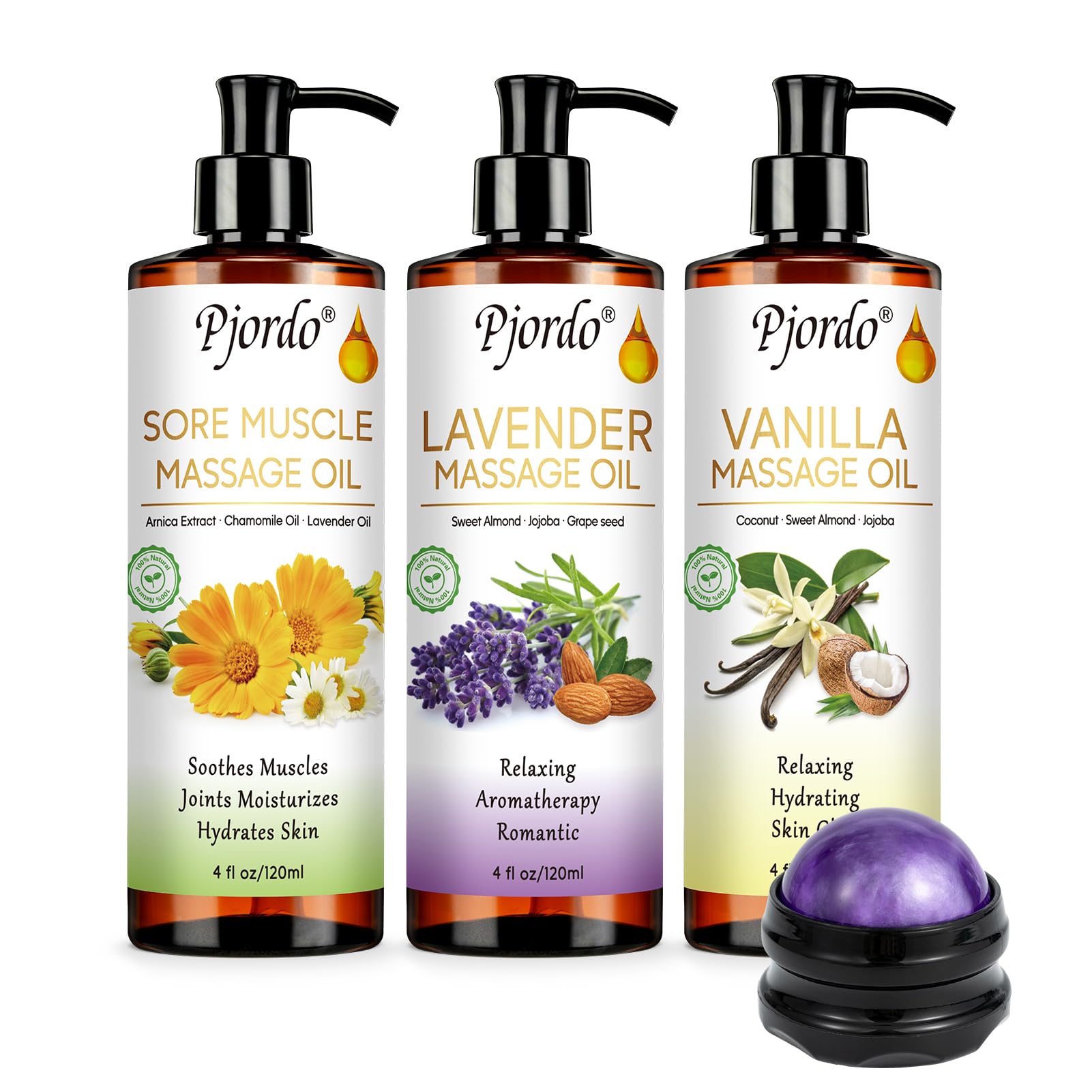 Pjordo Vanilla Massage Oil bottle for skin nourishment