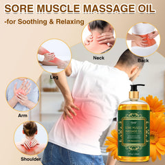 Arnica and chamomile massage oil for sore muscles