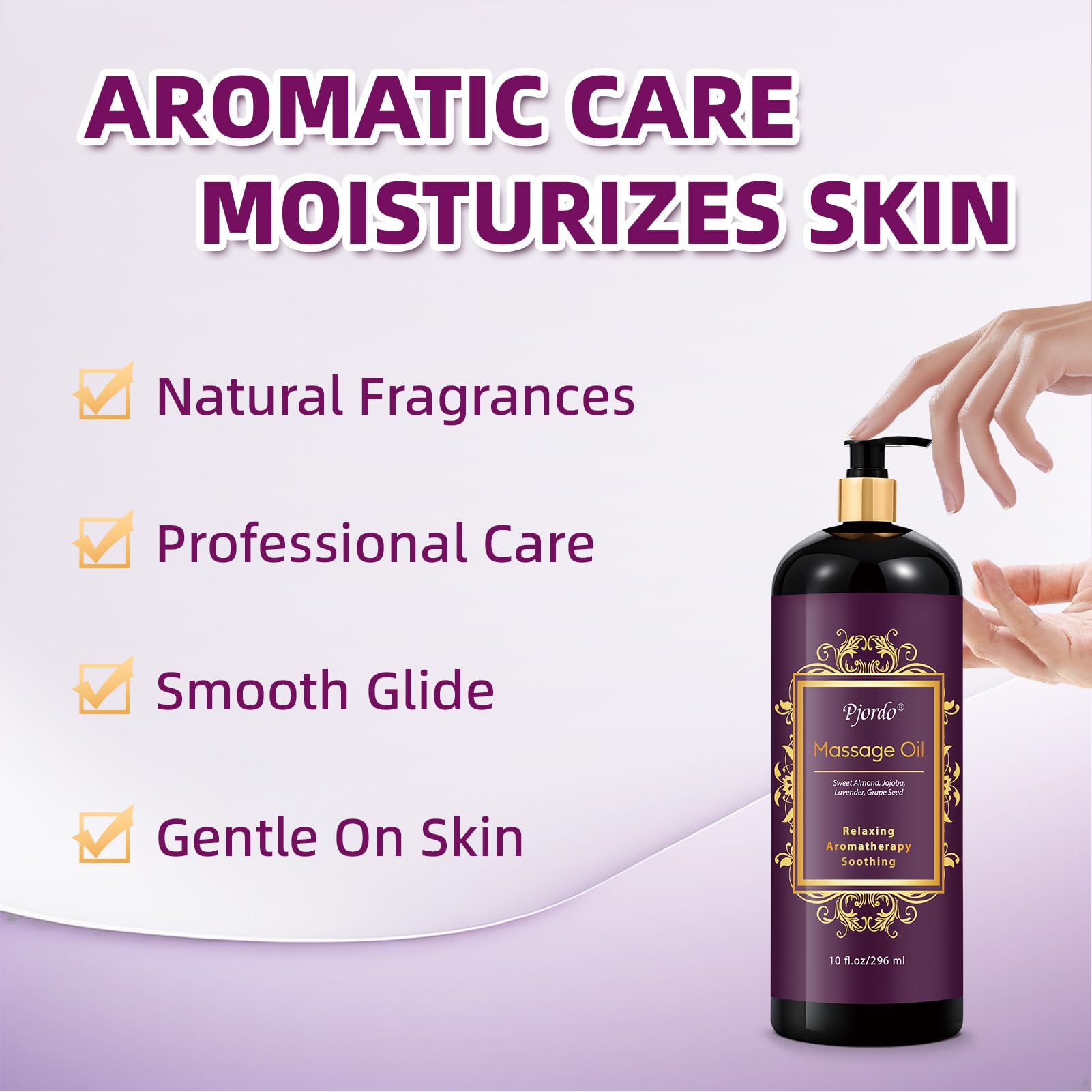 Silky smooth massage oil texture in a pump bottle