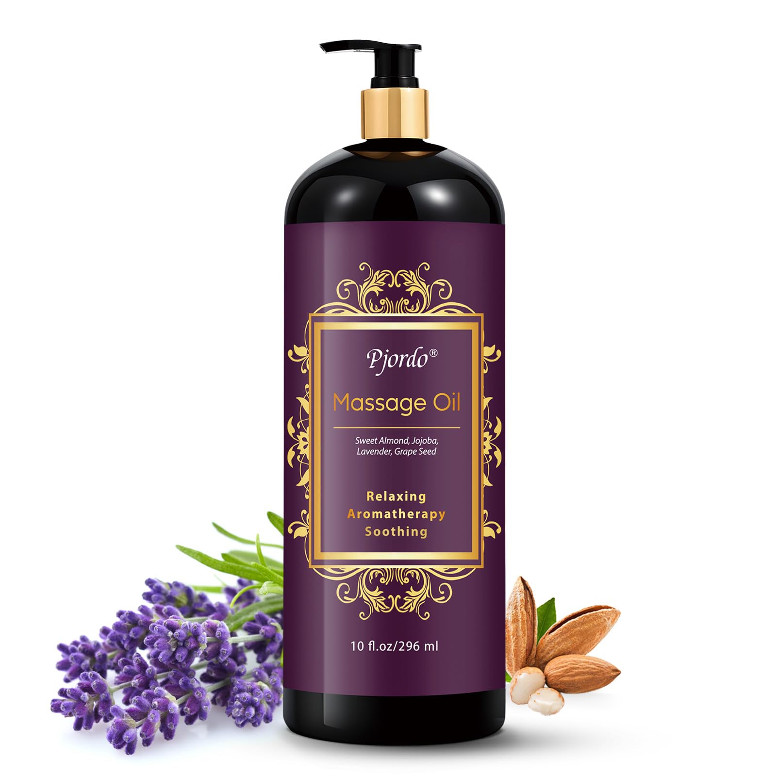 Pjordo Aromatherapy Lavender Massage Oil bottle 10 fl oz