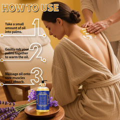 Natural ingredients label: lavender, jojoba, sweet almond oils