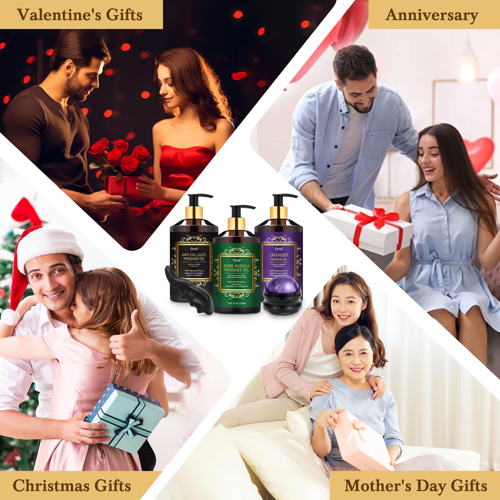 Massage kit for him and her with oils and tools