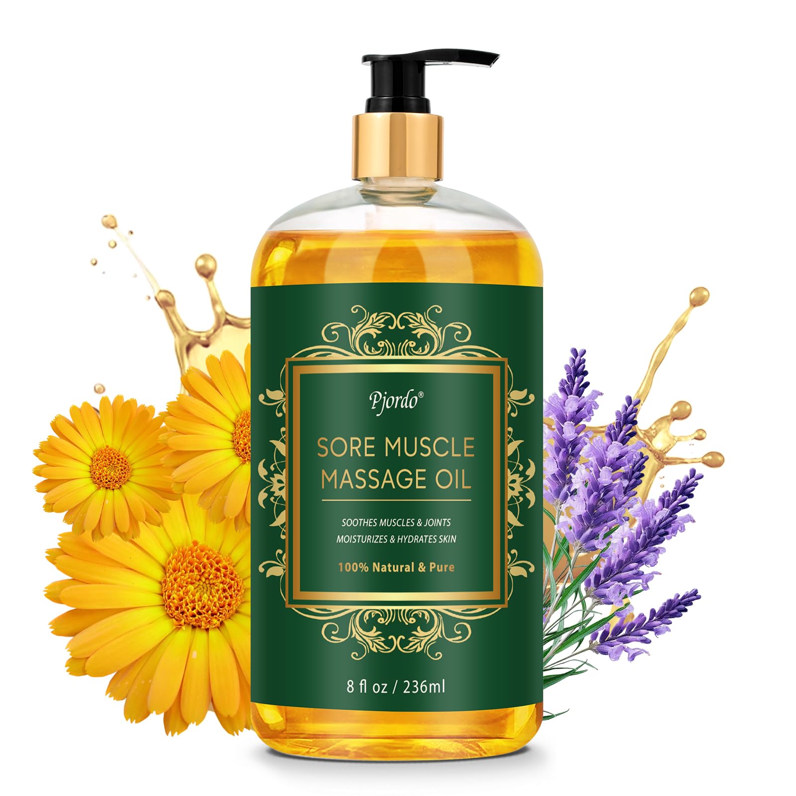Pjordo Sore Muscle Massage Oil bottle - 8 oz