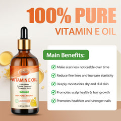 Vitamin E oil applied to facial skin for deep hydration