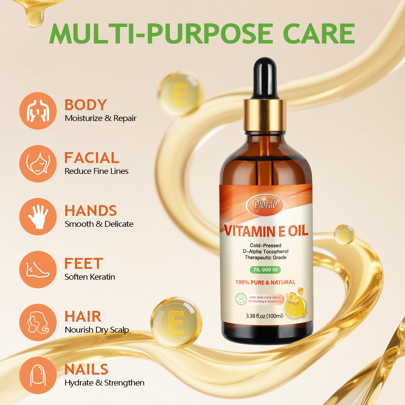 Vitamin E oil used as daily moisturizer for skin