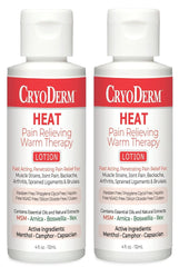 Two CryoDerm Heat Lotion 4 oz bottles - packaging front view