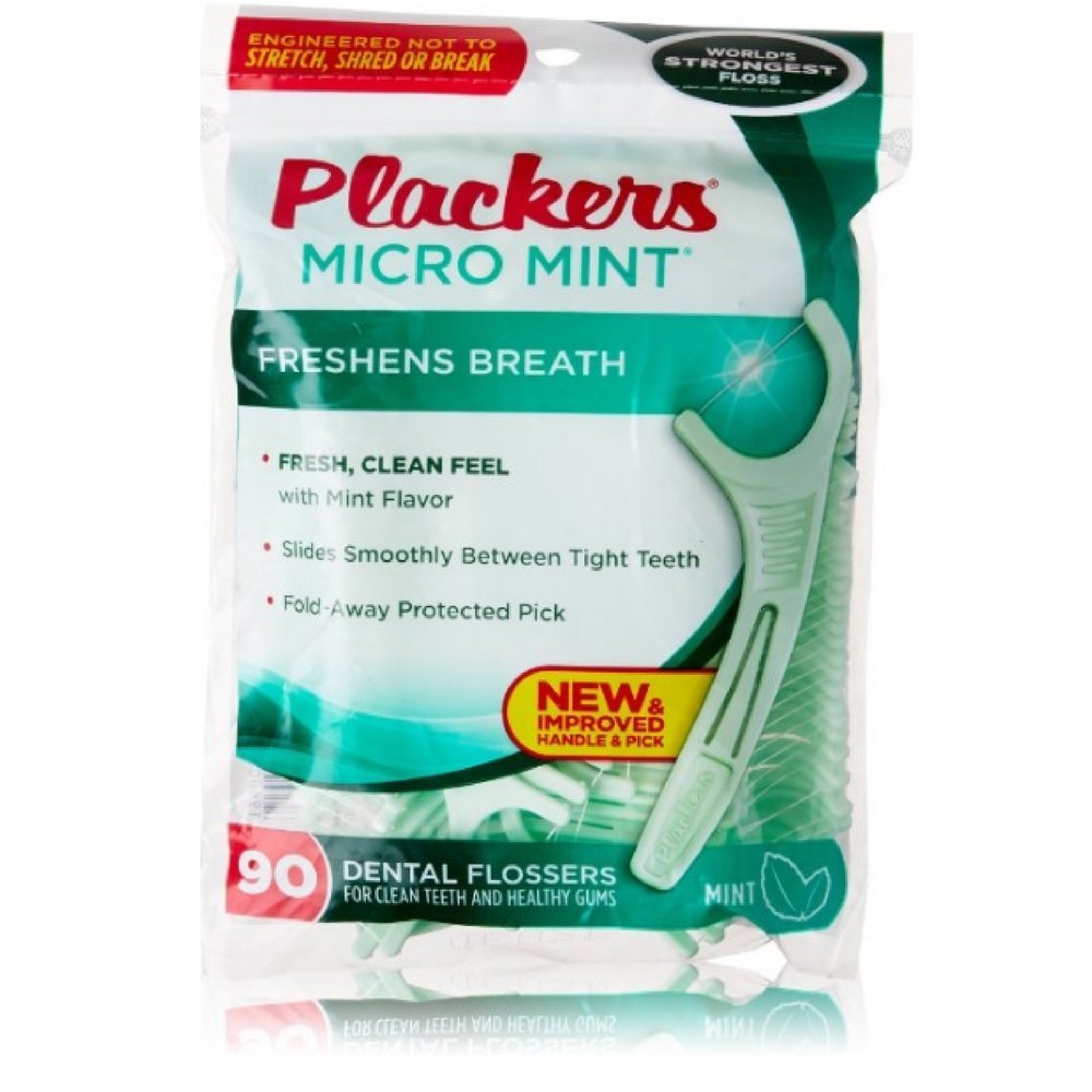 Plackers Micro Mint Freshens Breath dental flossers mint flavor, 90 per pack, pack of 2